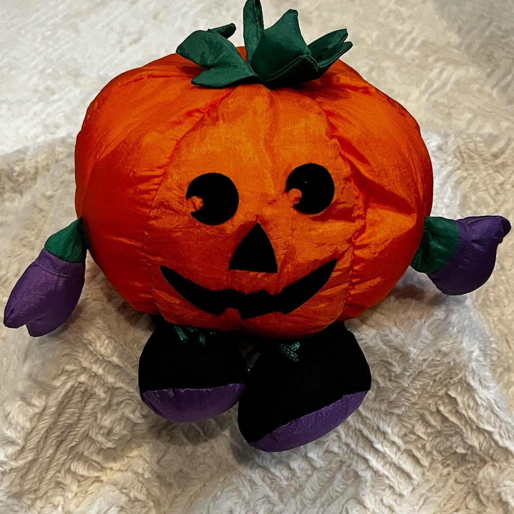 Gibson Greeting 1996 Halloween Jack O Lantern Pumpkin Nylon Plush Stuffed
